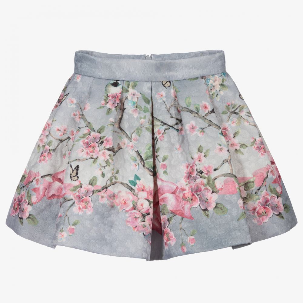 Monnalisa - Серая юбка с цветами | Childrensalon