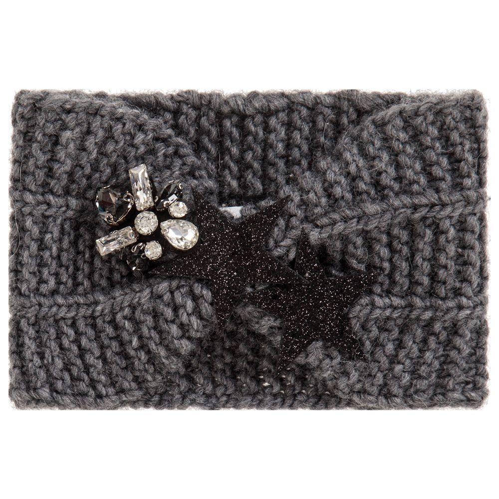 Monnalisa - Grey Gem Knitted Headband | Childrensalon