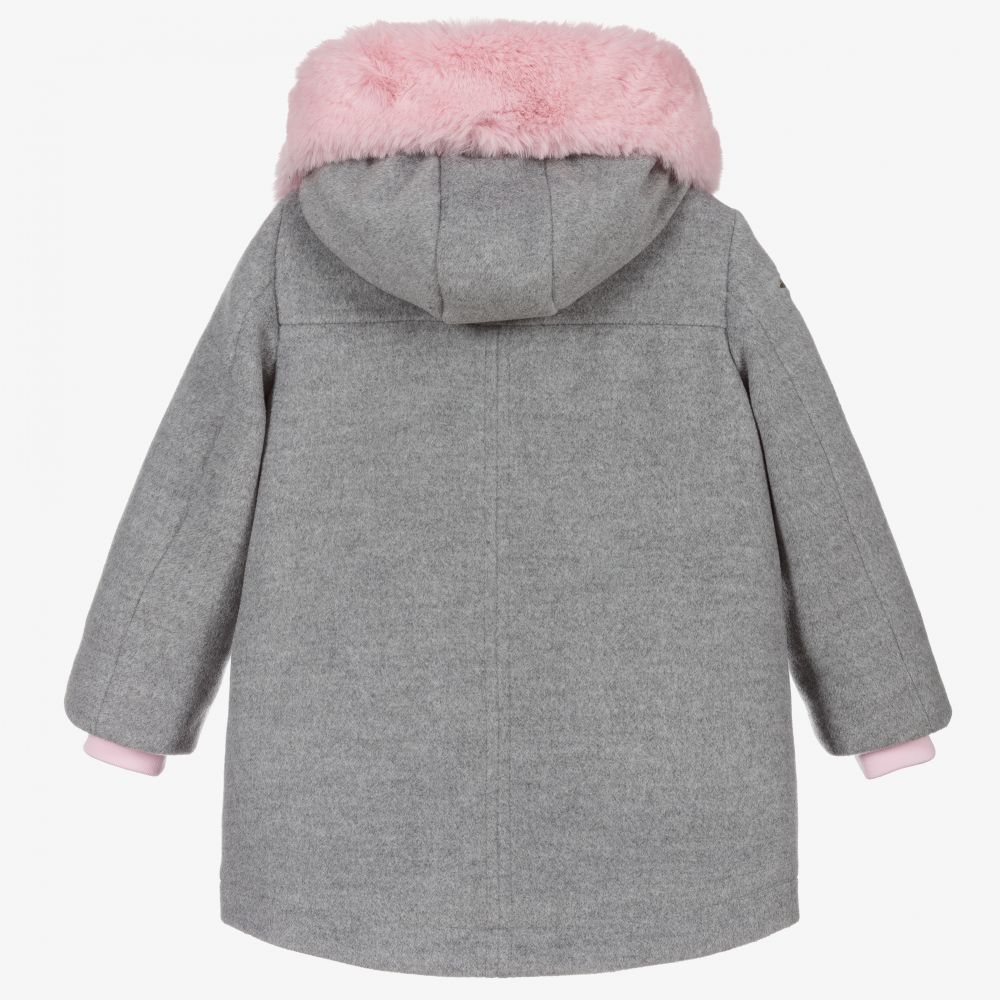 Monnalisa Manteau Fleuri Gris Et Rose En Laine Childrensalon Outlet Monnalisa Manteau Fleuri Gris Et Rose En Laine Childrensalon Outlet