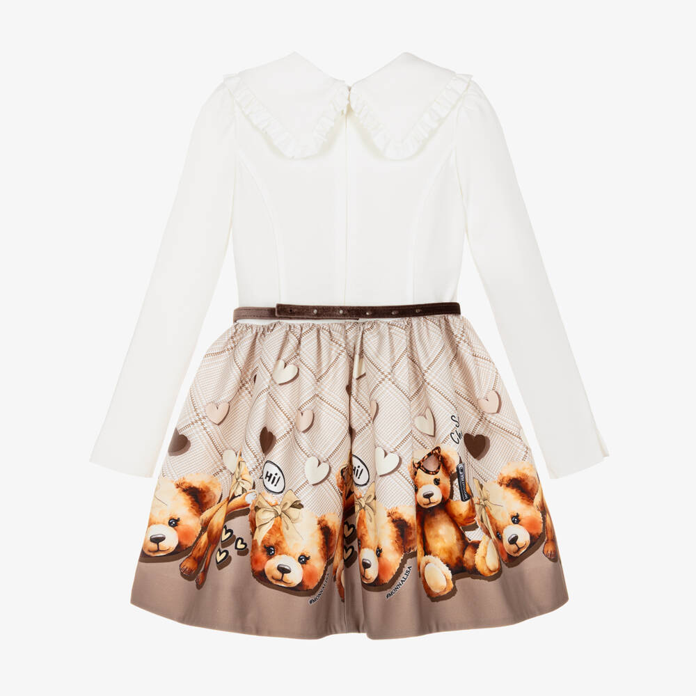 Monnalisa-Ivory Bear Dress | Childrensalon Outlet
