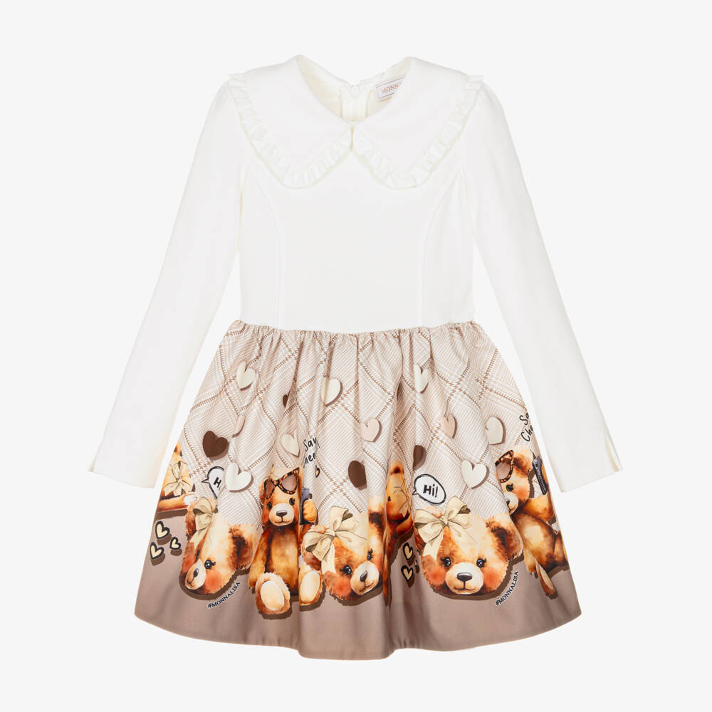 Monnalisa-Ivory Bear Dress | Childrensalon Outlet