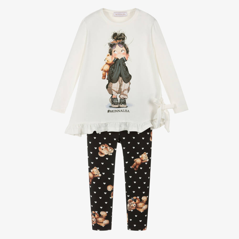 Monnalisa-Ivory Bear Leggings Set | Childrensalon Outlet