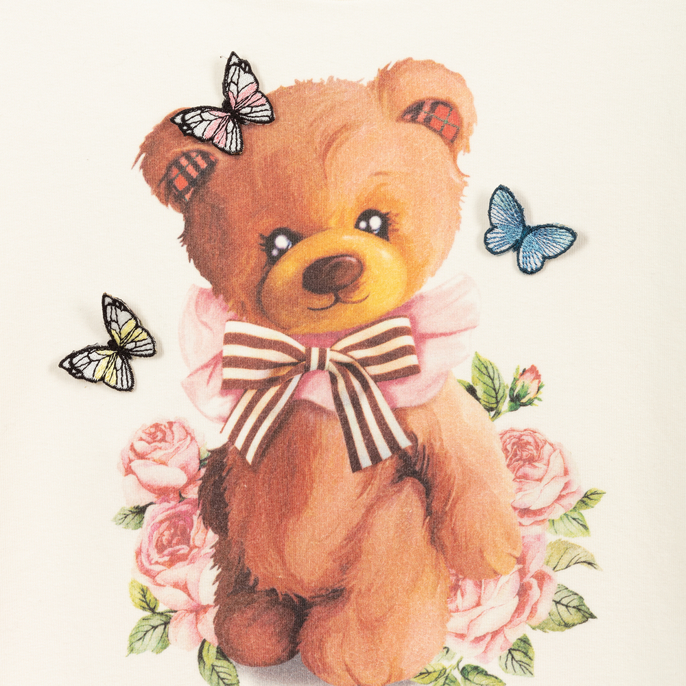 Monnalisa-سويتشيرت قطن جيرسي لون عاجي للبنات | Childrensalon Outlet