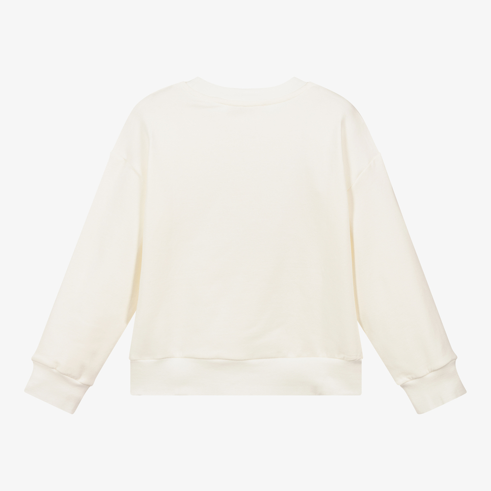 Monnalisa-سويتشيرت قطن جيرسي لون عاجي للبنات | Childrensalon Outlet
