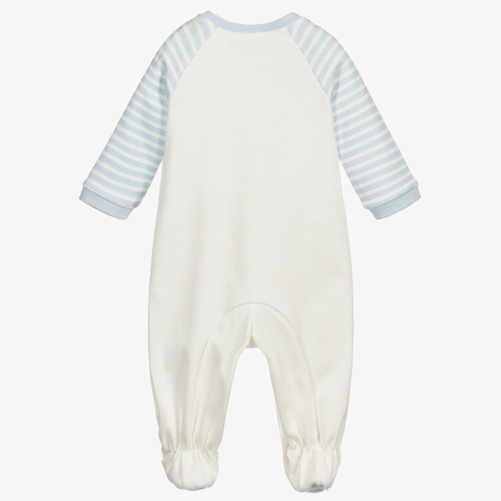 Monnalisa-Кремово-голубой хлопковый комбинезон | Childrensalon Outlet