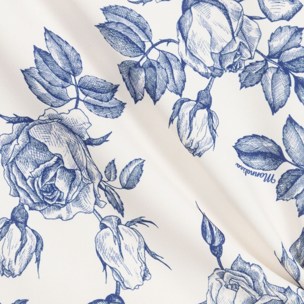 Monnalisa Chic-Ivory & Blue Crêpe Blouse | Childrensalon Outlet