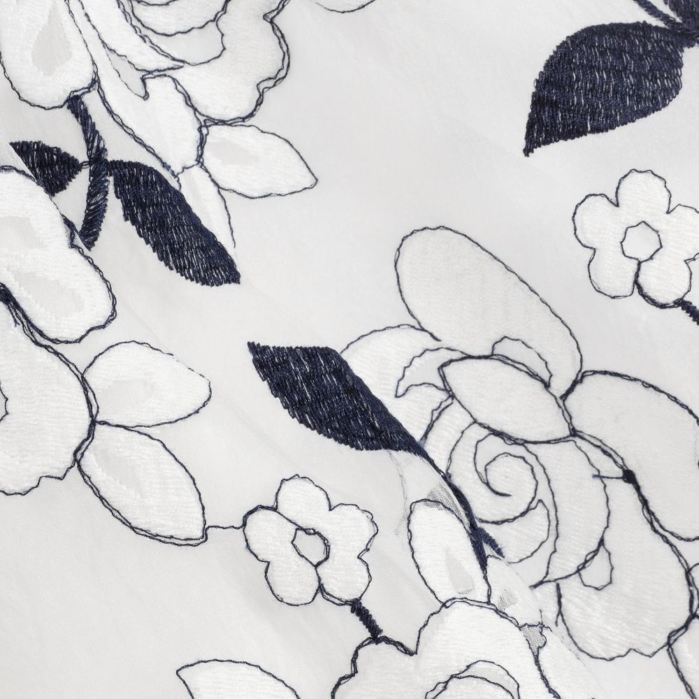 Monnalisa-Ivory & Blue Embroidered Dress | Childrensalon Outlet