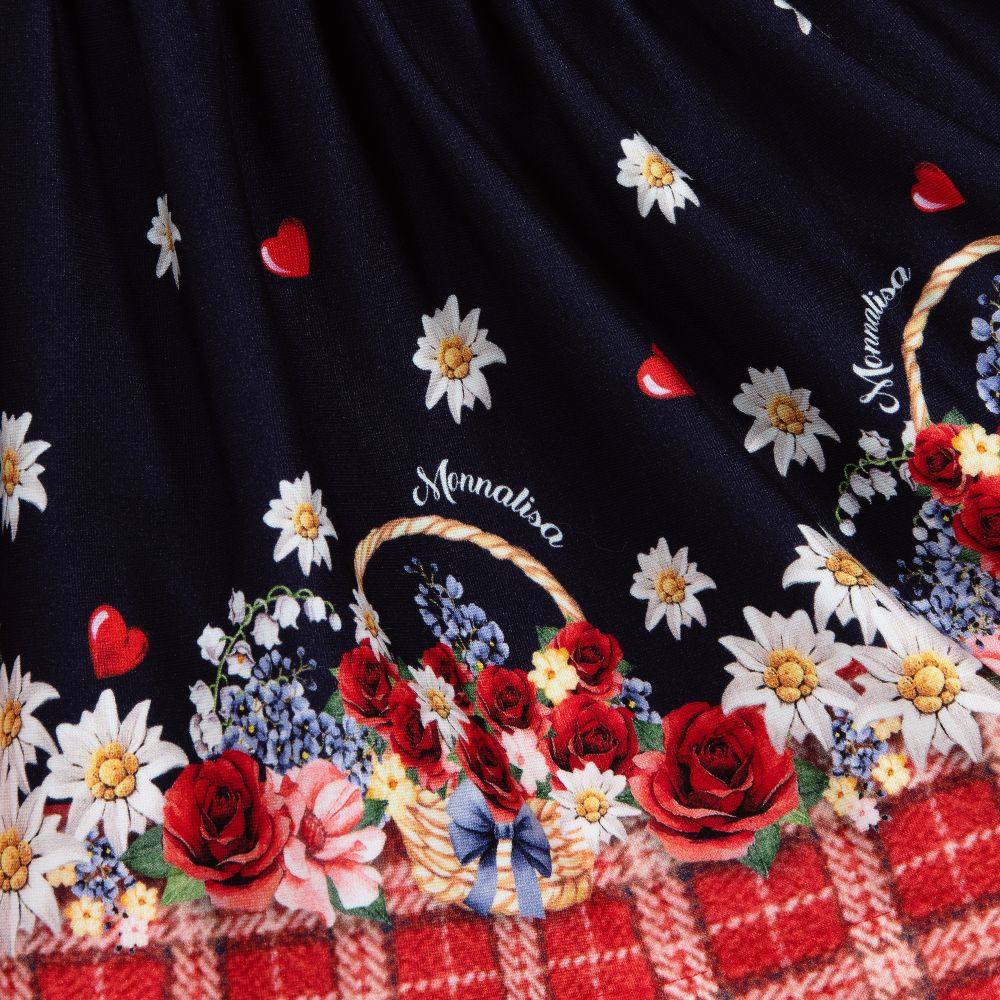 Monnalisa-Платье из вискозы цвета слоновой кости и синего цвета | Childrensalon Outlet