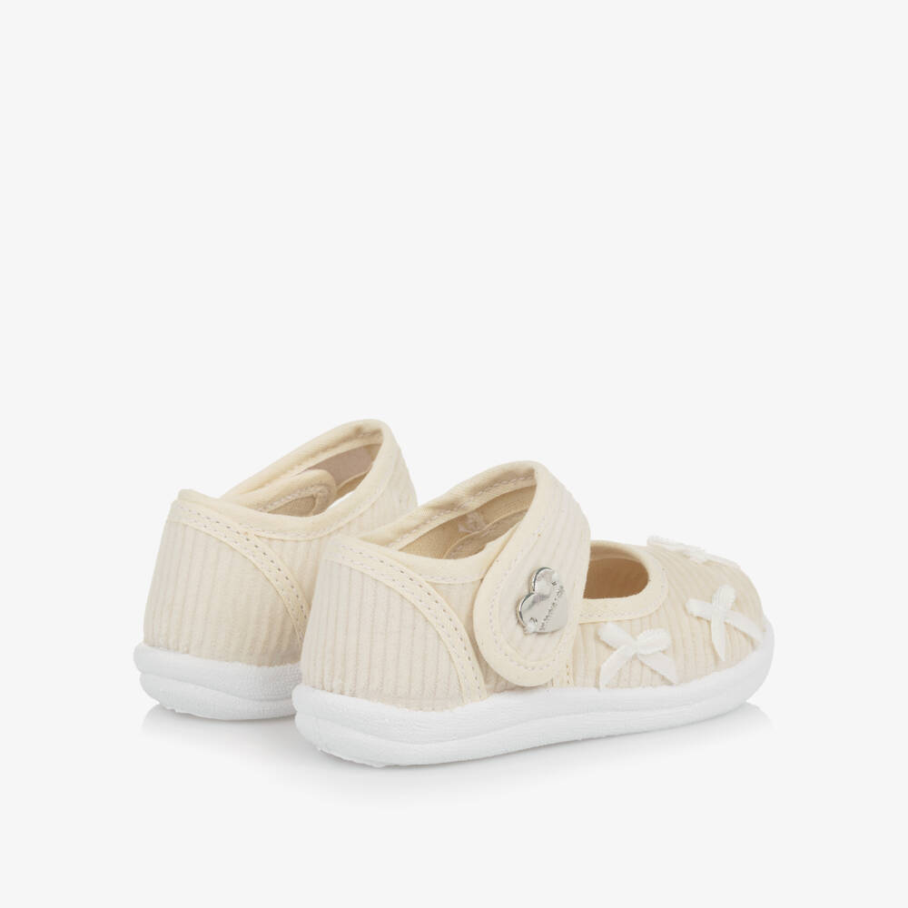 Monnalisa-Ivory Bow Bar Shoes | Childrensalon Outlet