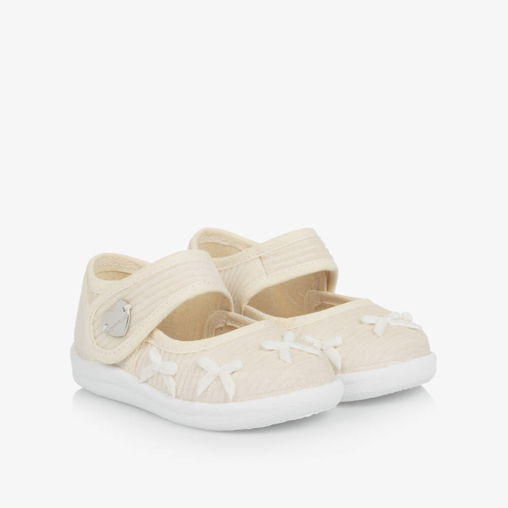 Monnalisa-Ivory Bow Bar Shoes | Childrensalon Outlet