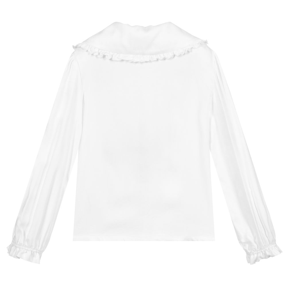 Monnalisa-Ivory Bow Collar Blouse | Childrensalon Outlet
