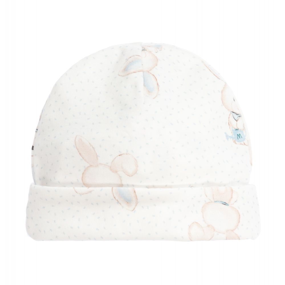 Monnalisa-Ivory Bunny Cotton Baby Hat | Childrensalon Outlet