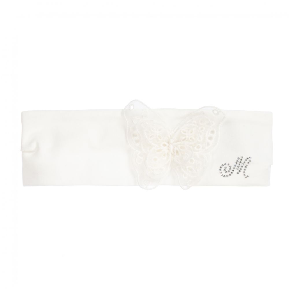 Monnalisa Chic - Ivory Butterfly Headband | Childrensalon