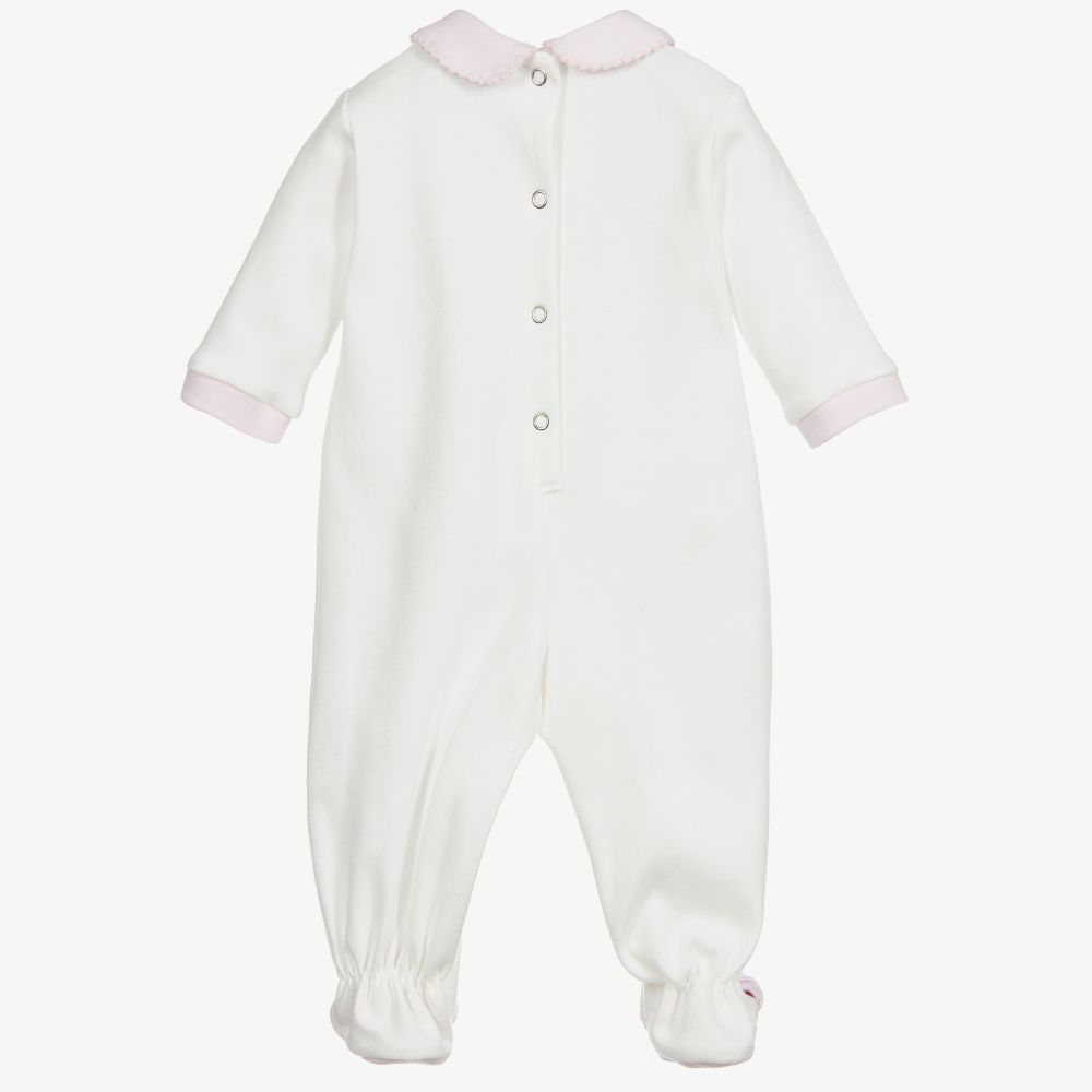Monnalisa-Ivory Cotton Babygrow | Childrensalon Outlet