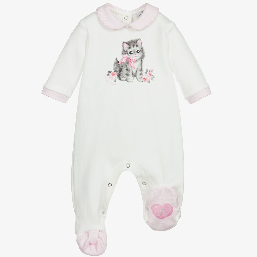 Monnalisa-Ivory Cotton Babygrow | Childrensalon Outlet