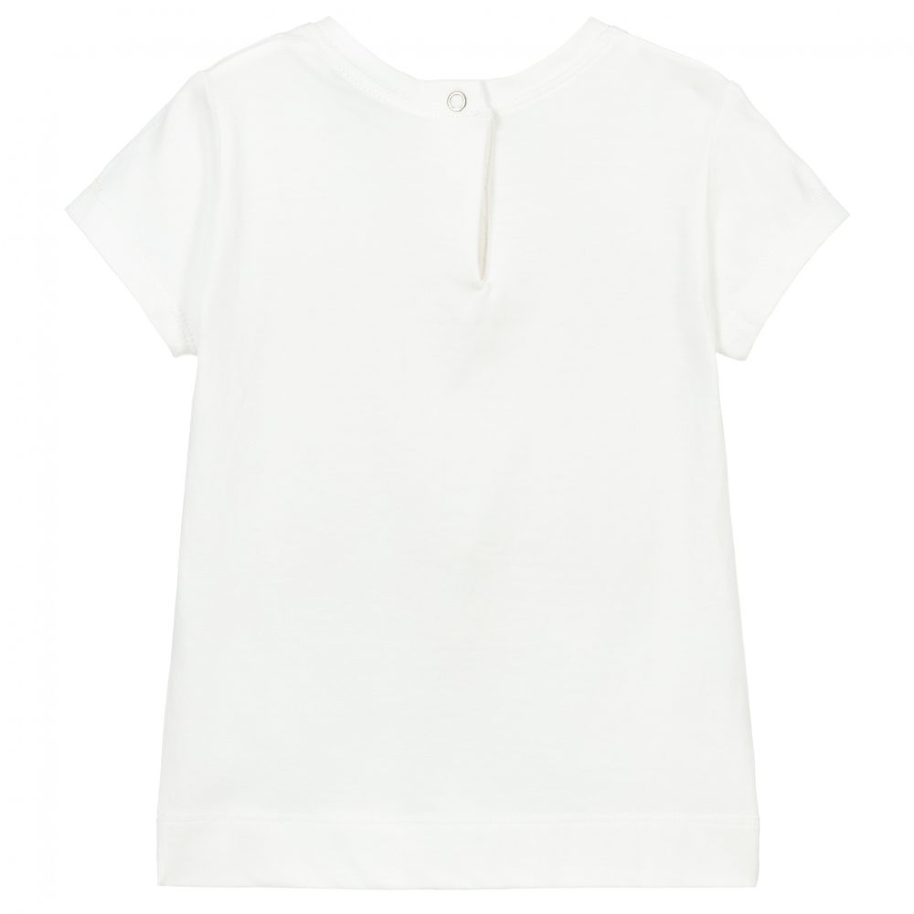 Monnalisa-Ivory Cotton Ballet T-Shirt | Childrensalon Outlet