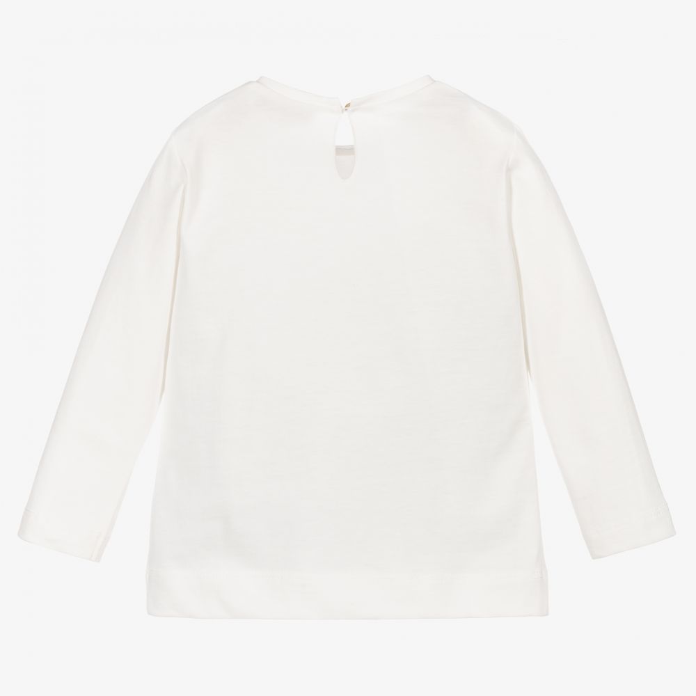 Monnalisa-توب أطفال بناتي قطن لون عاجي | Childrensalon Outlet