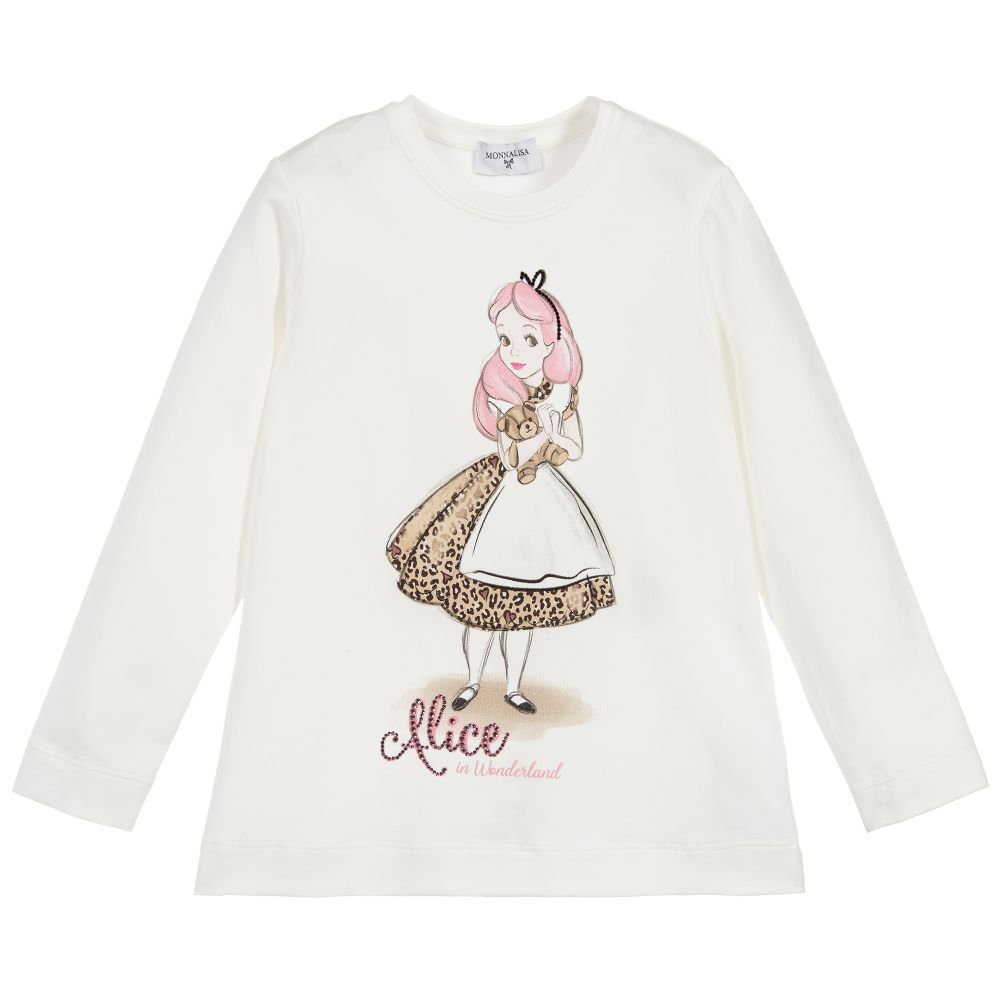 Monnalisa - Ivory Cotton Disney Top | Childrensalon