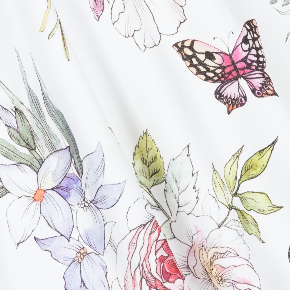 Monnalisa-بلوز قطن بوبلين لون عاجي بطبعة ملونة | Childrensalon Outlet