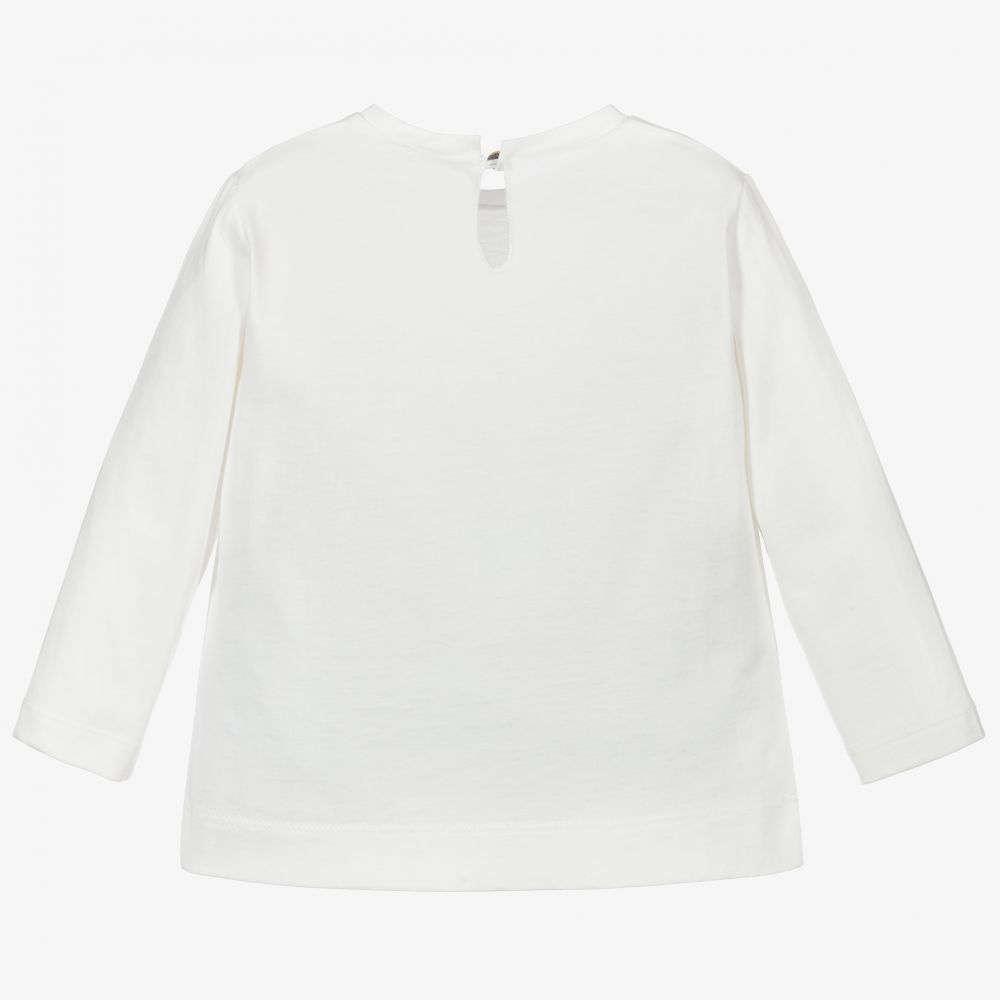 Monnalisa-توب أطفال بناتي قطن لون عاجي | Childrensalon Outlet