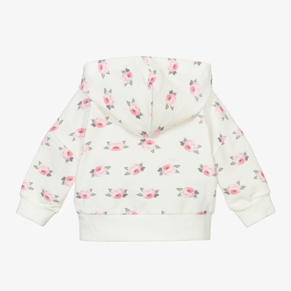 موناليزا-توب هودي بسحّاب أطفال بناتي قطن جيرسي لون عاجي | Childrensalon Outlet