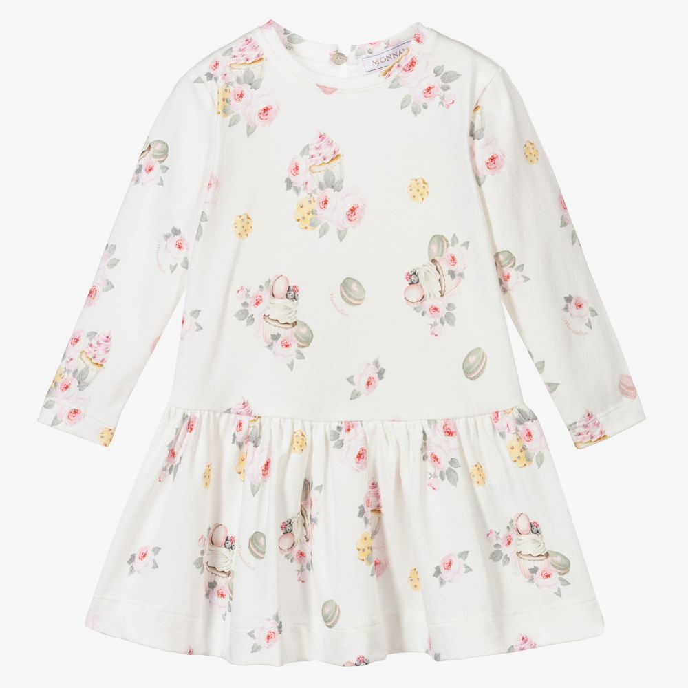Monnalisa-Ivory Cotton Jersey Dress | Childrensalon Outlet