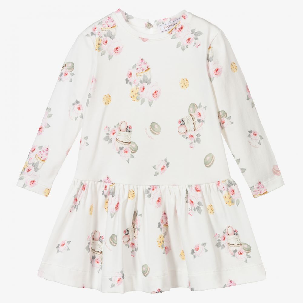 Monnalisa - Robe ivoire en jersey de coton | Childrensalon