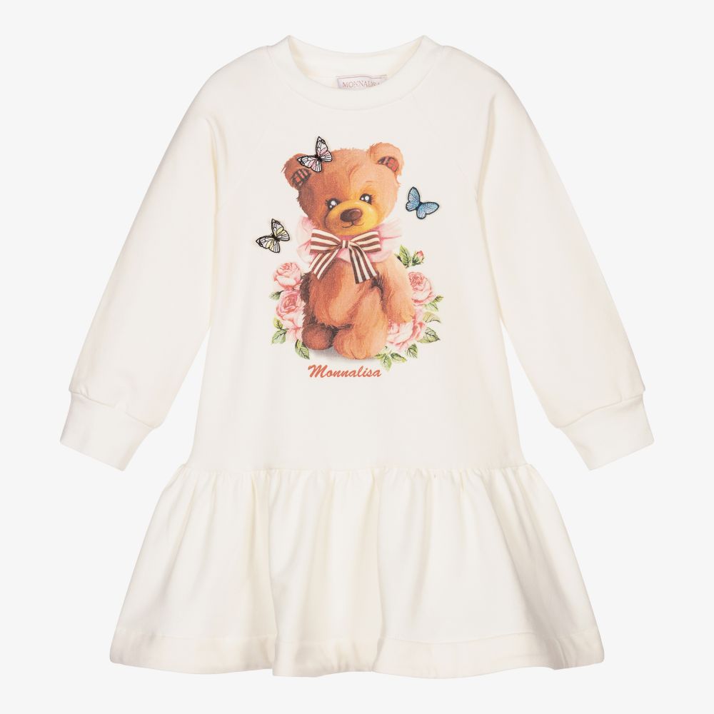 Monnalisa - Ivory Cotton Jersey Dress | Childrensalon