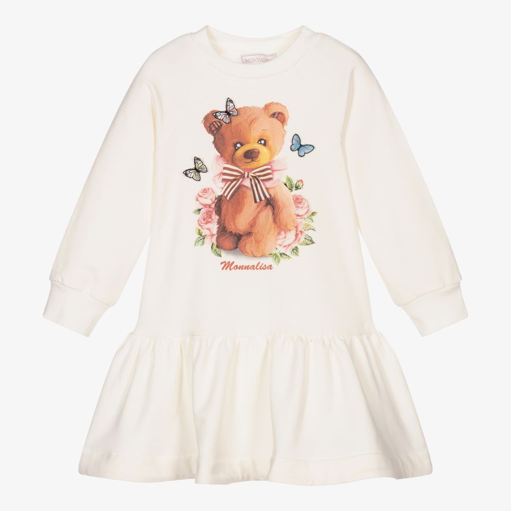 Monnalisa - Robe ivoire en jersey de coton | Childrensalon