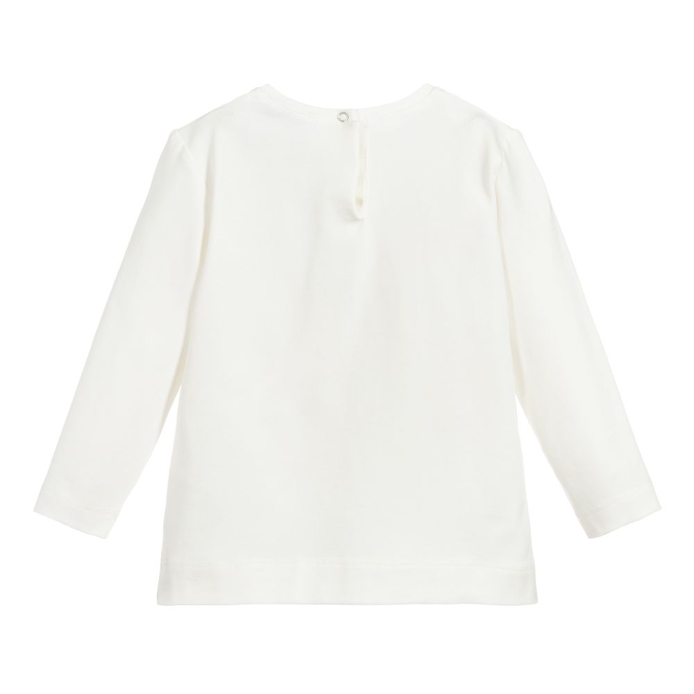 Monnalisa-Ivory Cotton Jersey Top | Childrensalon Outlet