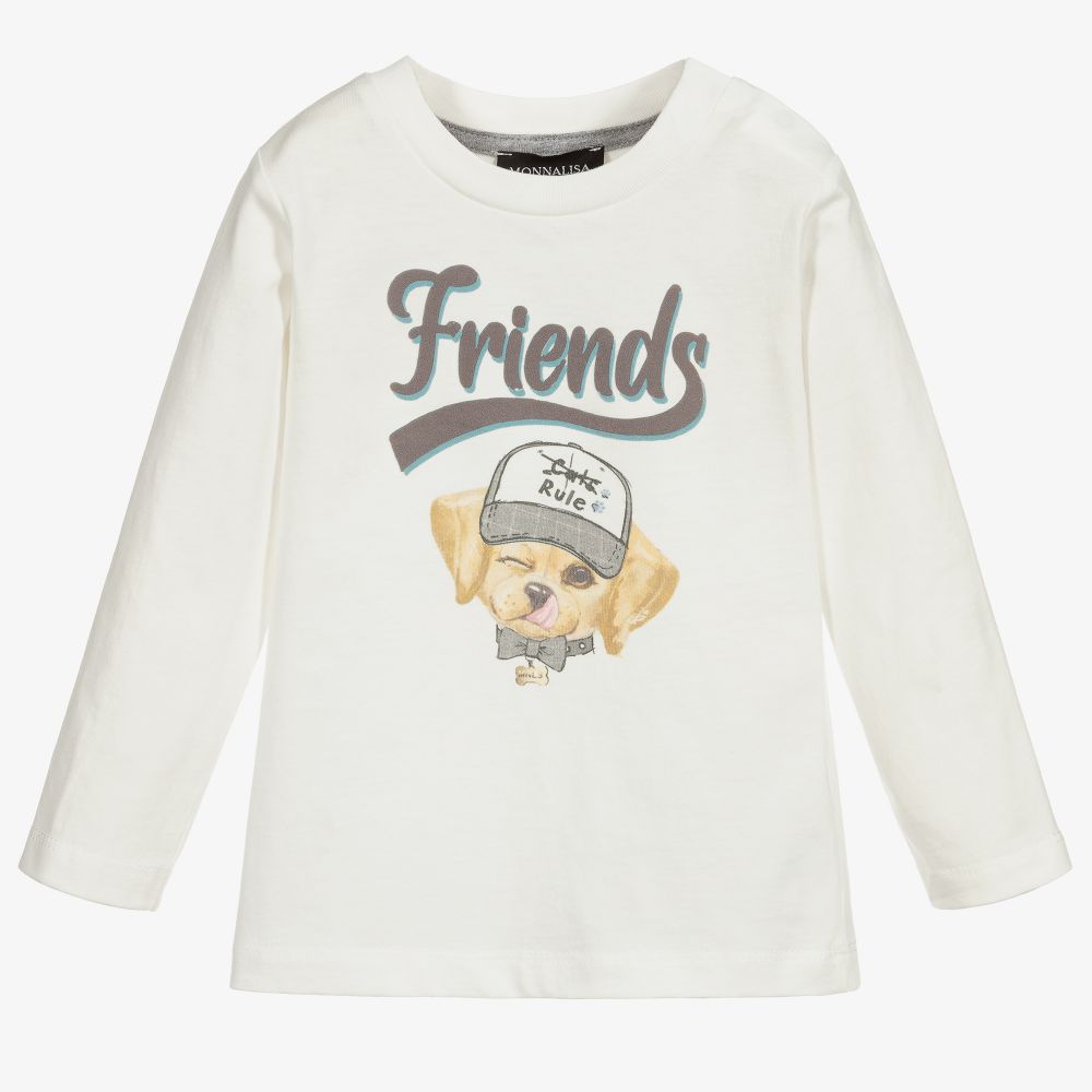 Monnalisa - Ivory Cotton Jersey Top | Childrensalon