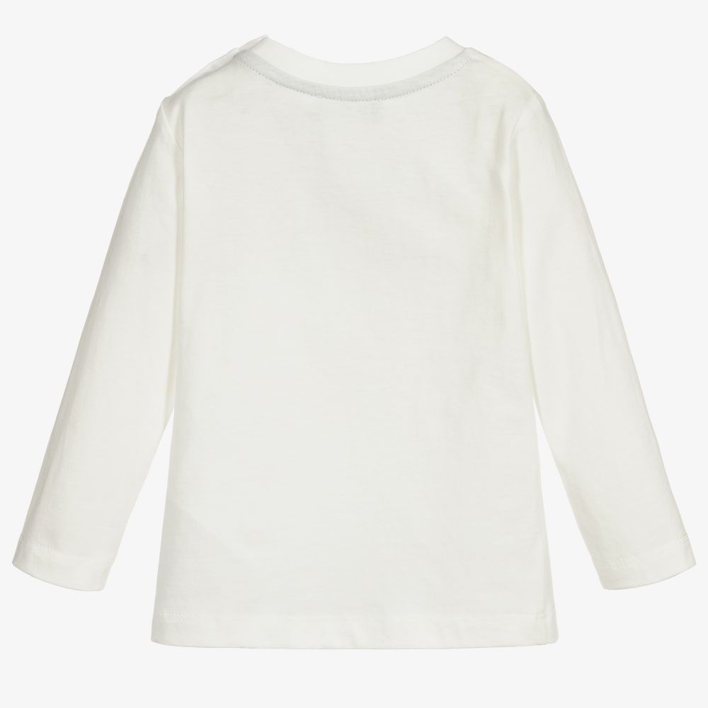 Monnalisa-Ivory Cotton Jersey Top | Childrensalon Outlet