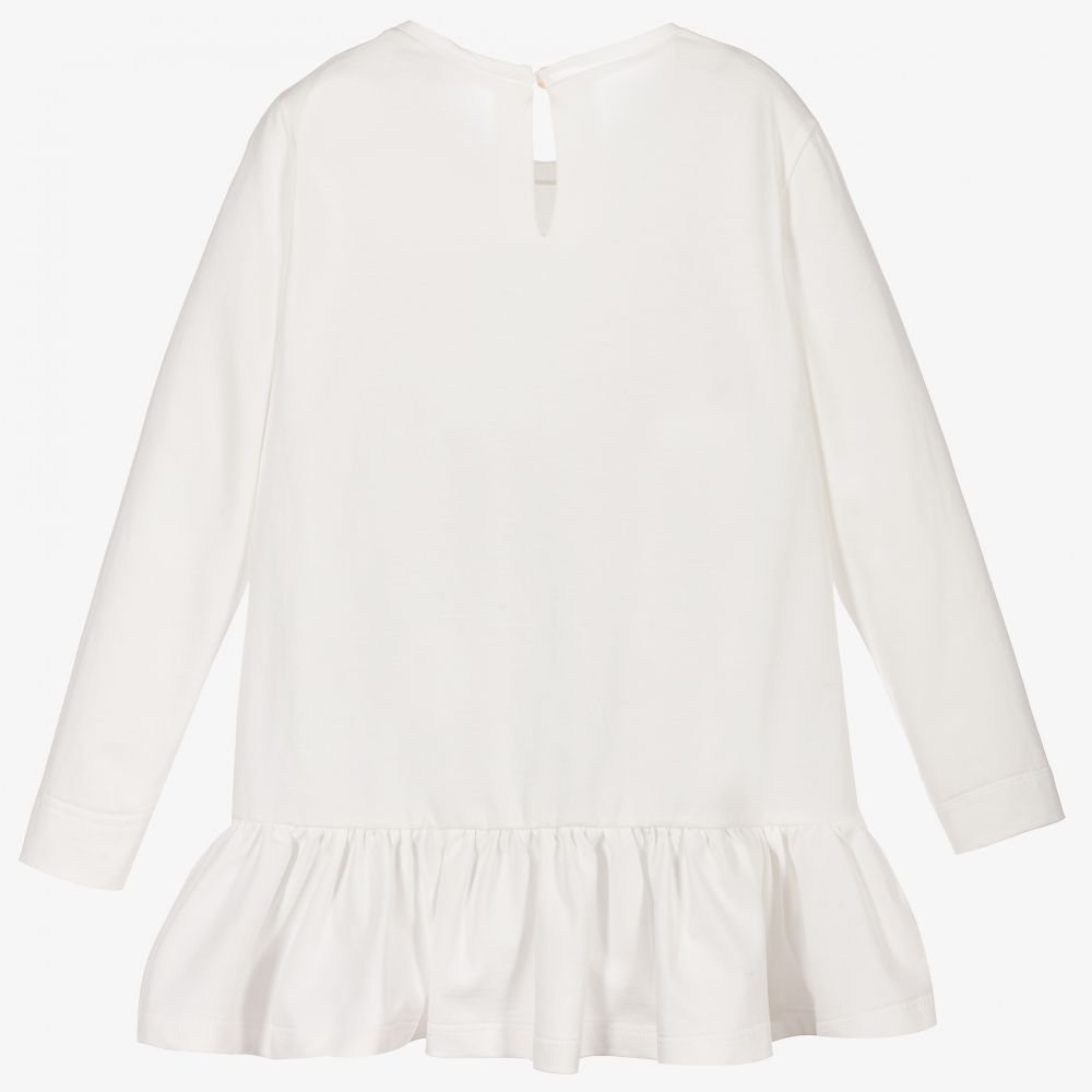 Monnalisa-Ivory Cotton Jersey Tunic Top | Childrensalon Outlet