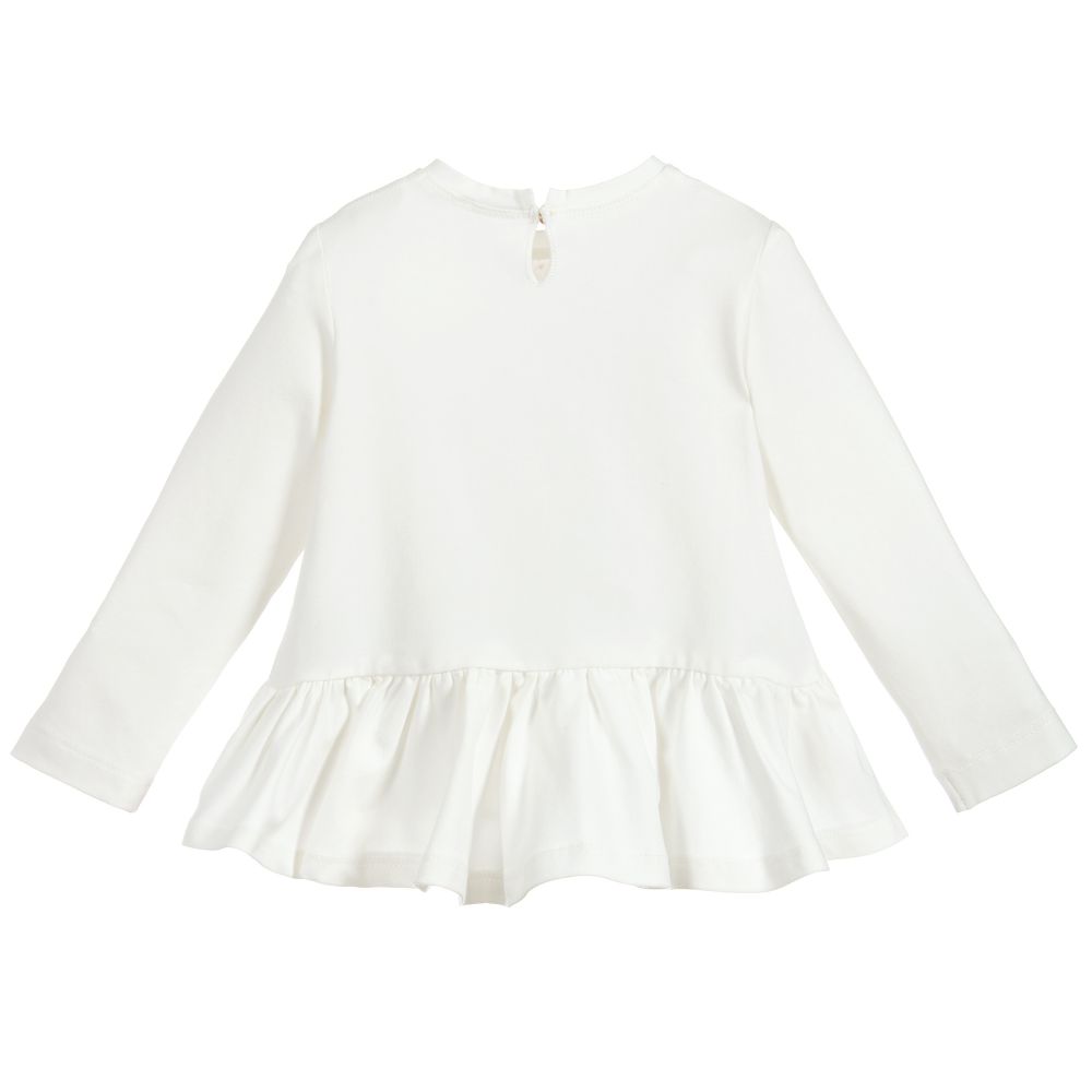 Monnalisa-توب أطفال بناتي قطن جيرسي لون عاجي | Childrensalon Outlet