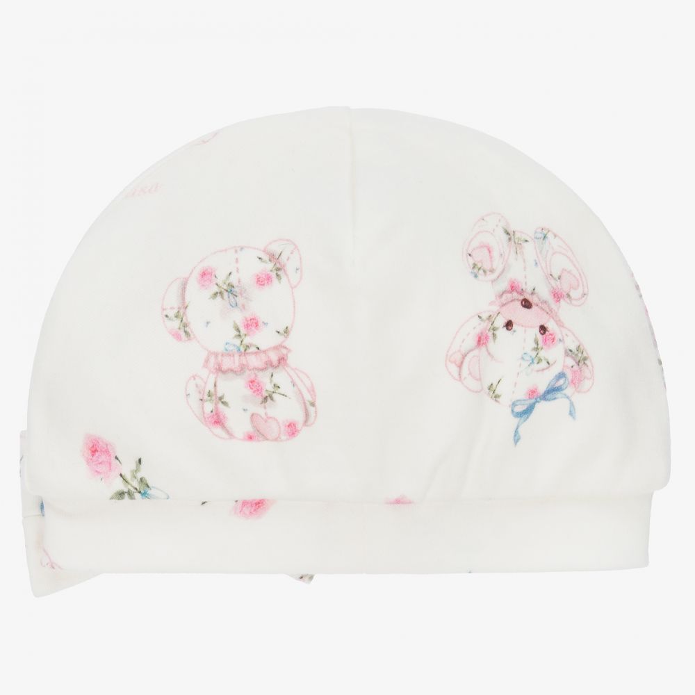 Monnalisa-Кремовая хлопковая шапочка с медвежатами для малышей | Childrensalon Outlet