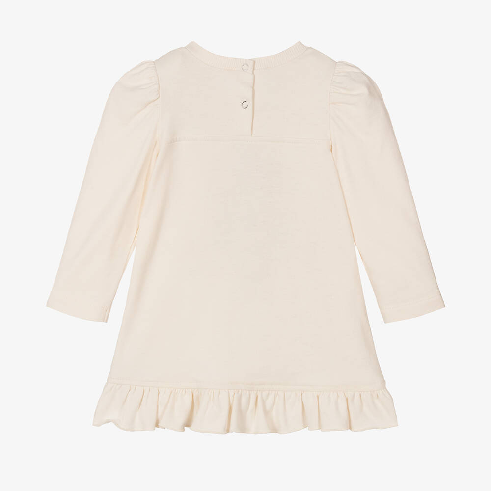 Monnalisa-Ivory Cotton Teddy Bear Dress | Childrensalon Outlet