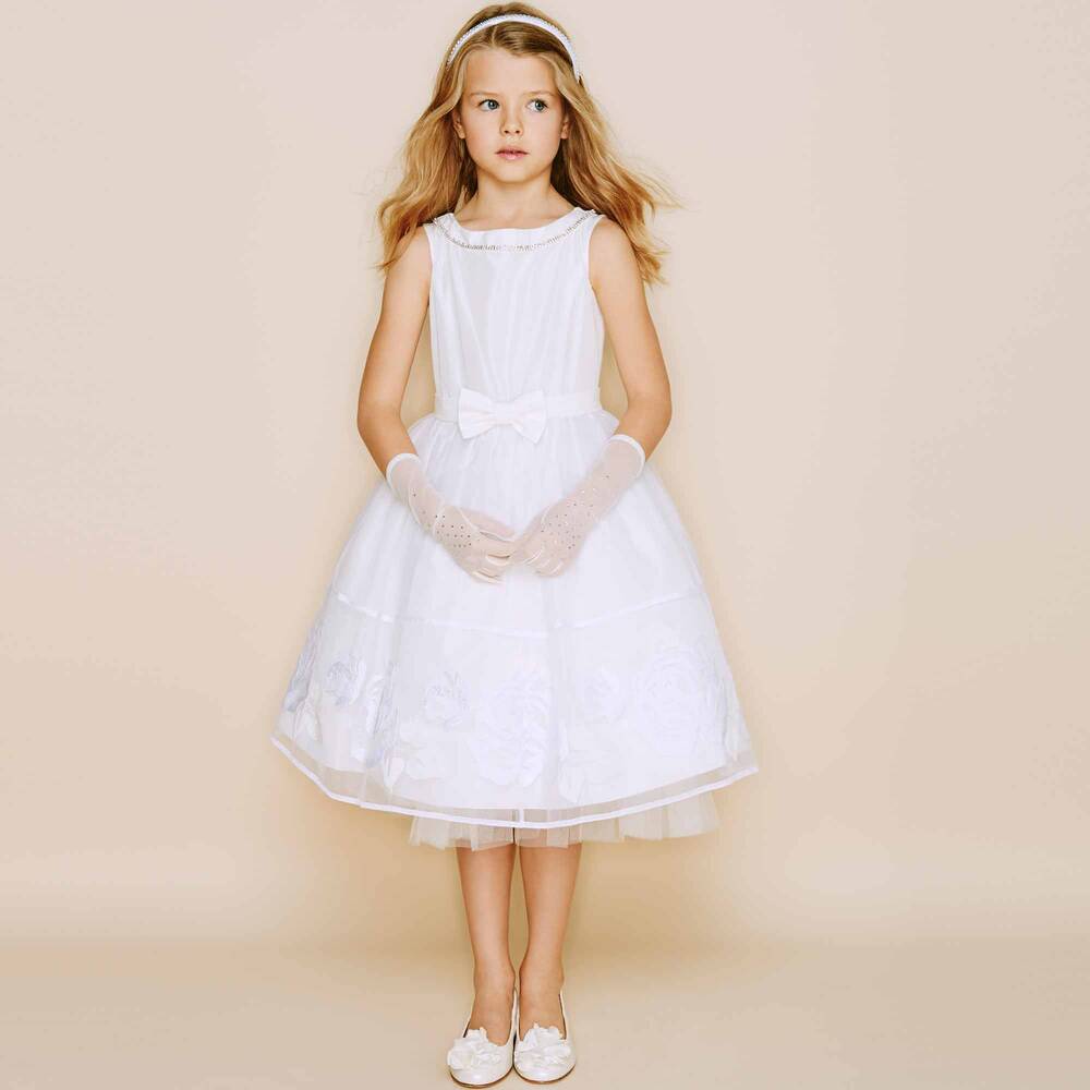 Monnalisa Chic-Ivory Couture Dress | Childrensalon Outlet