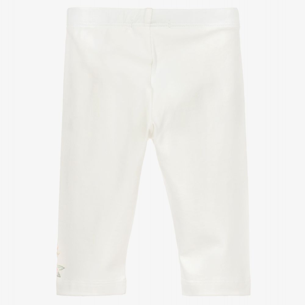 موناليزا-ليغنغز أطفال بناتي قطن جيرسي لون عاجي | Childrensalon Outlet