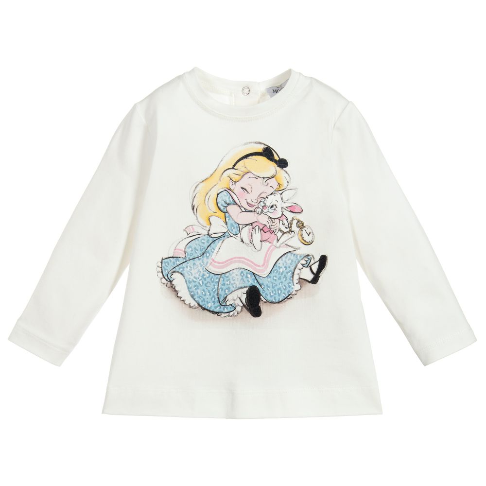 Monnalisa-Хлопковый топ цвета слоновой кости Disney | Childrensalon Outlet