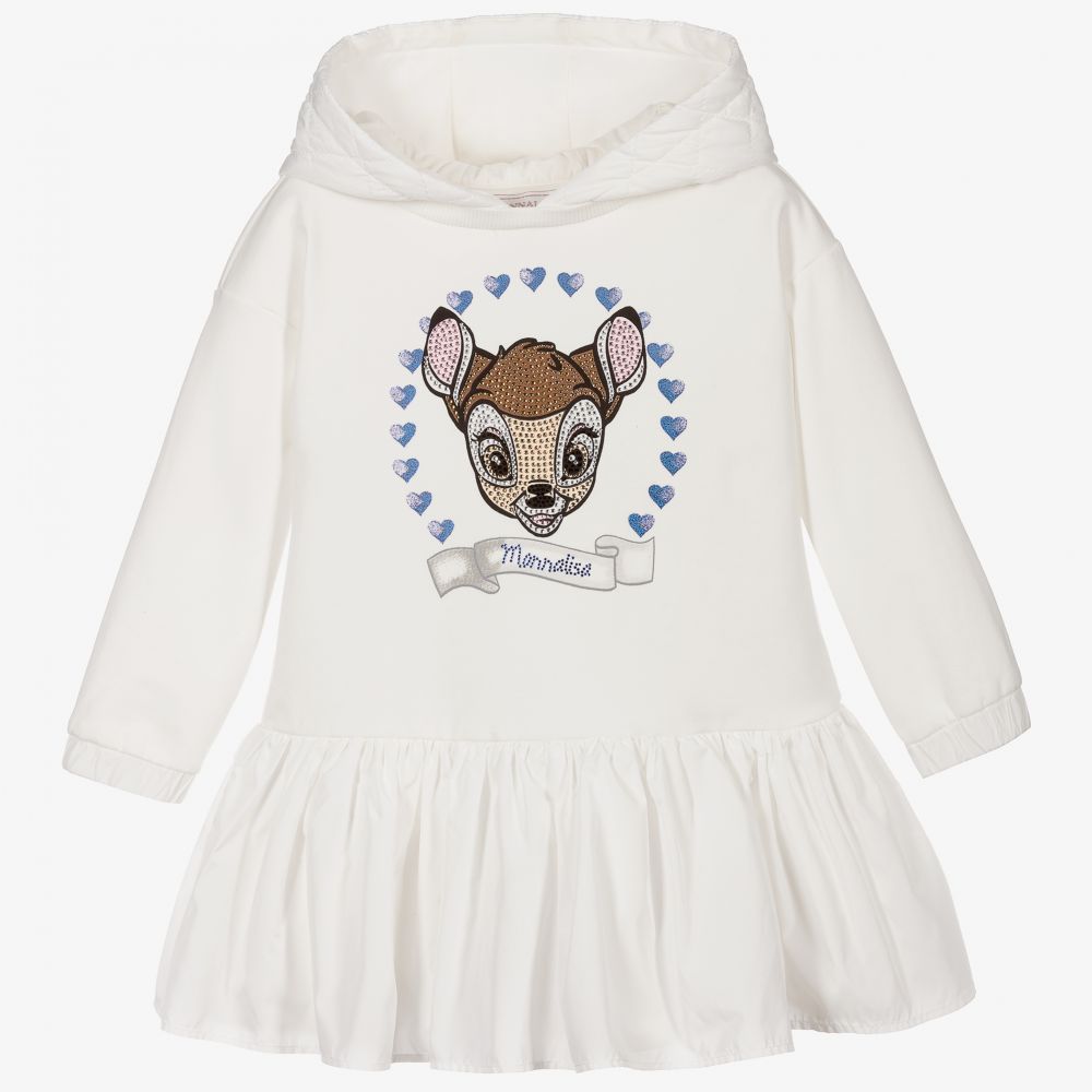 Monnalisa - Ivory Disney Hooded Dress | Childrensalon