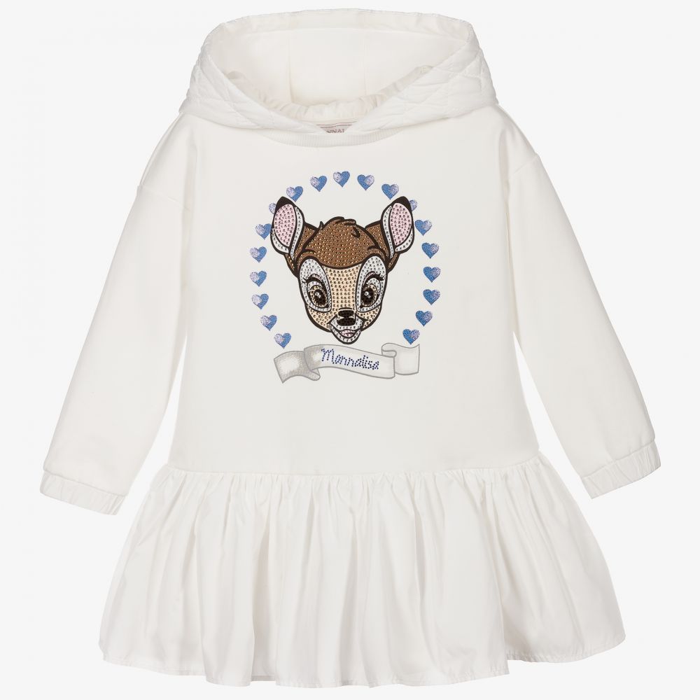 Monnalisa Ivory Disney Hooded Dress Childrensalon Outlet