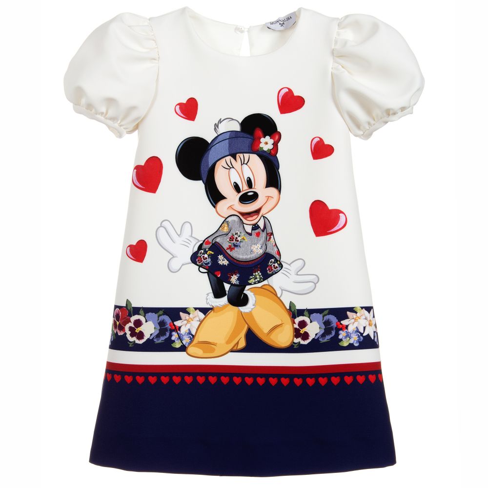 Monnalisa - Elfenbeinfarbenes Jerseykleid "Disney" | Childrensalon