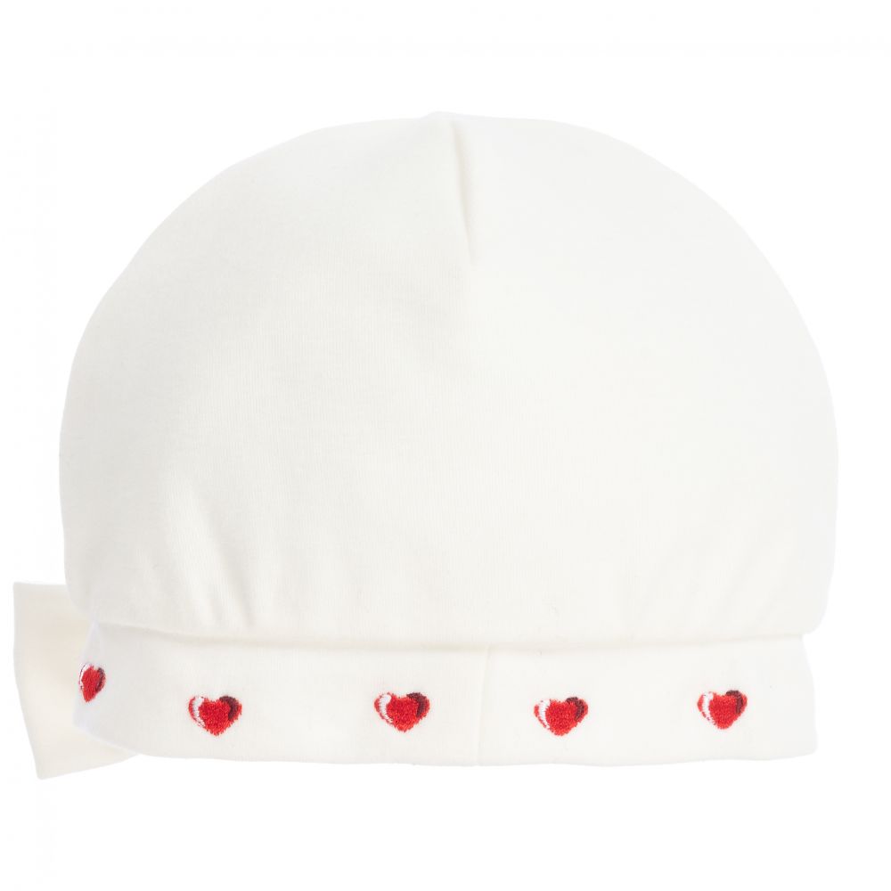 Monnalisa-قبعة قطن مطرز لون عاجي للمولودات | Childrensalon Outlet