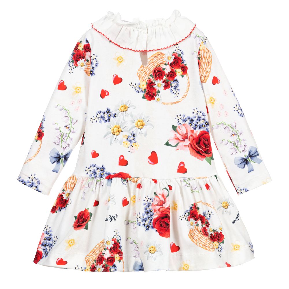 Monnalisa-Ivory Floral Cotton Dress | Childrensalon Outlet