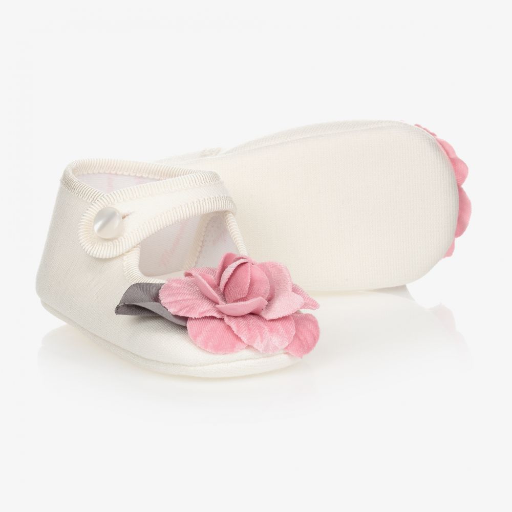 Monnalisa - Ivory Floral Pre-Walkers Shoes | Childrensalon