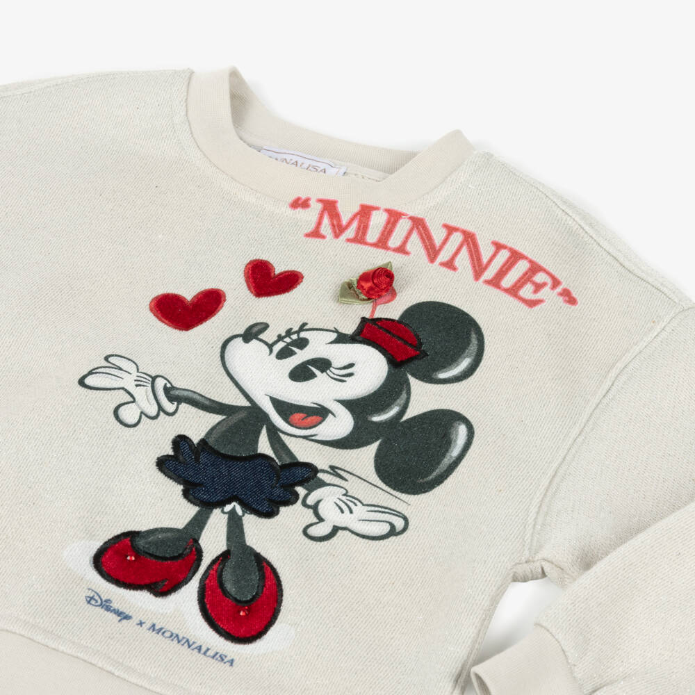 Monnalisa-Ivory Minnie Mouse Sweatshirt | Childrensalon Outlet