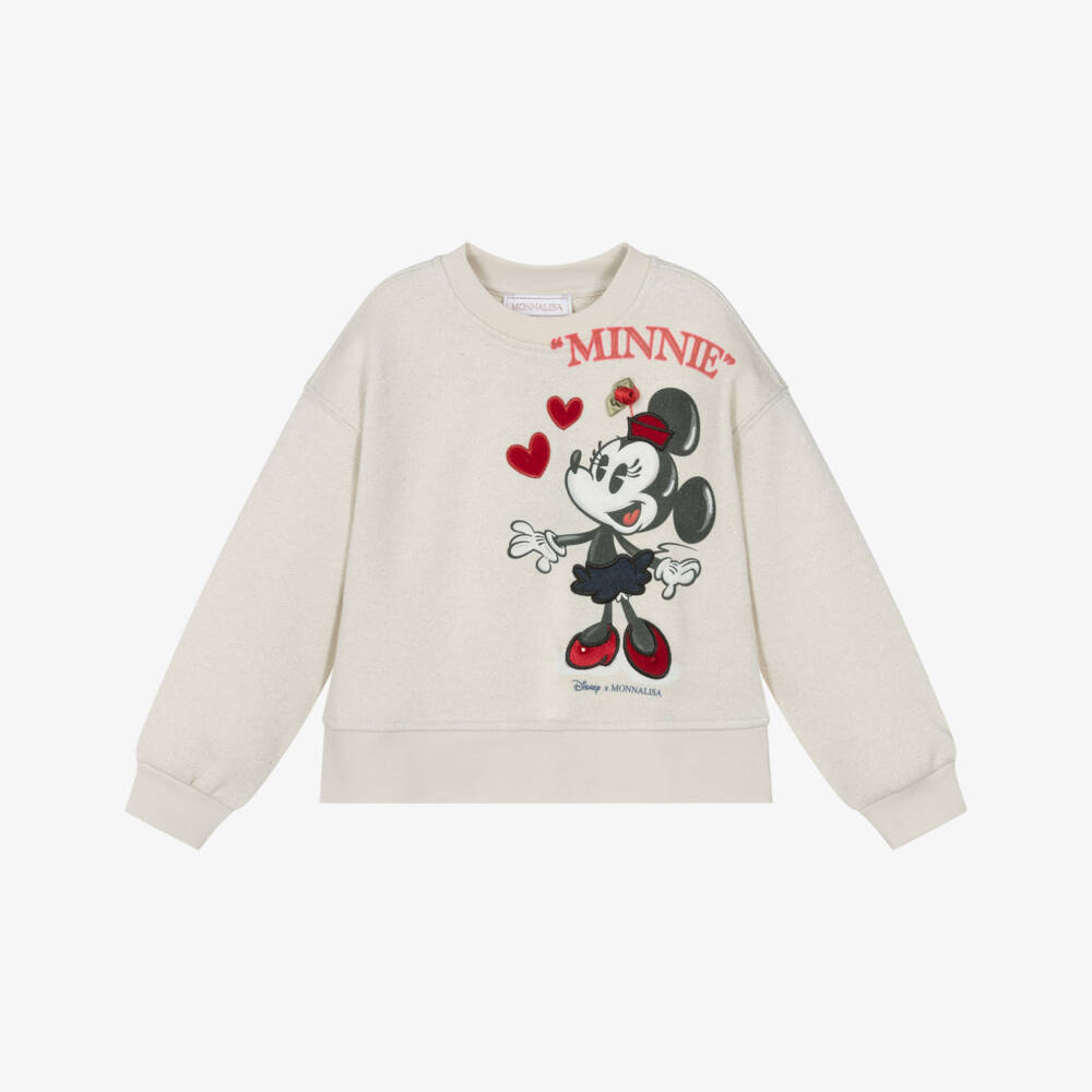 Monnalisa-Ivory Minnie Mouse Sweatshirt | Childrensalon Outlet