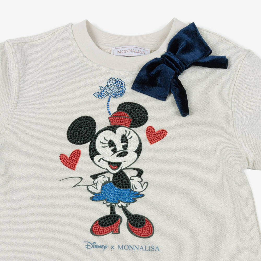Monnalisa-Ivory Minnie Mouse Sweatshirt Dress | Childrensalon Outlet