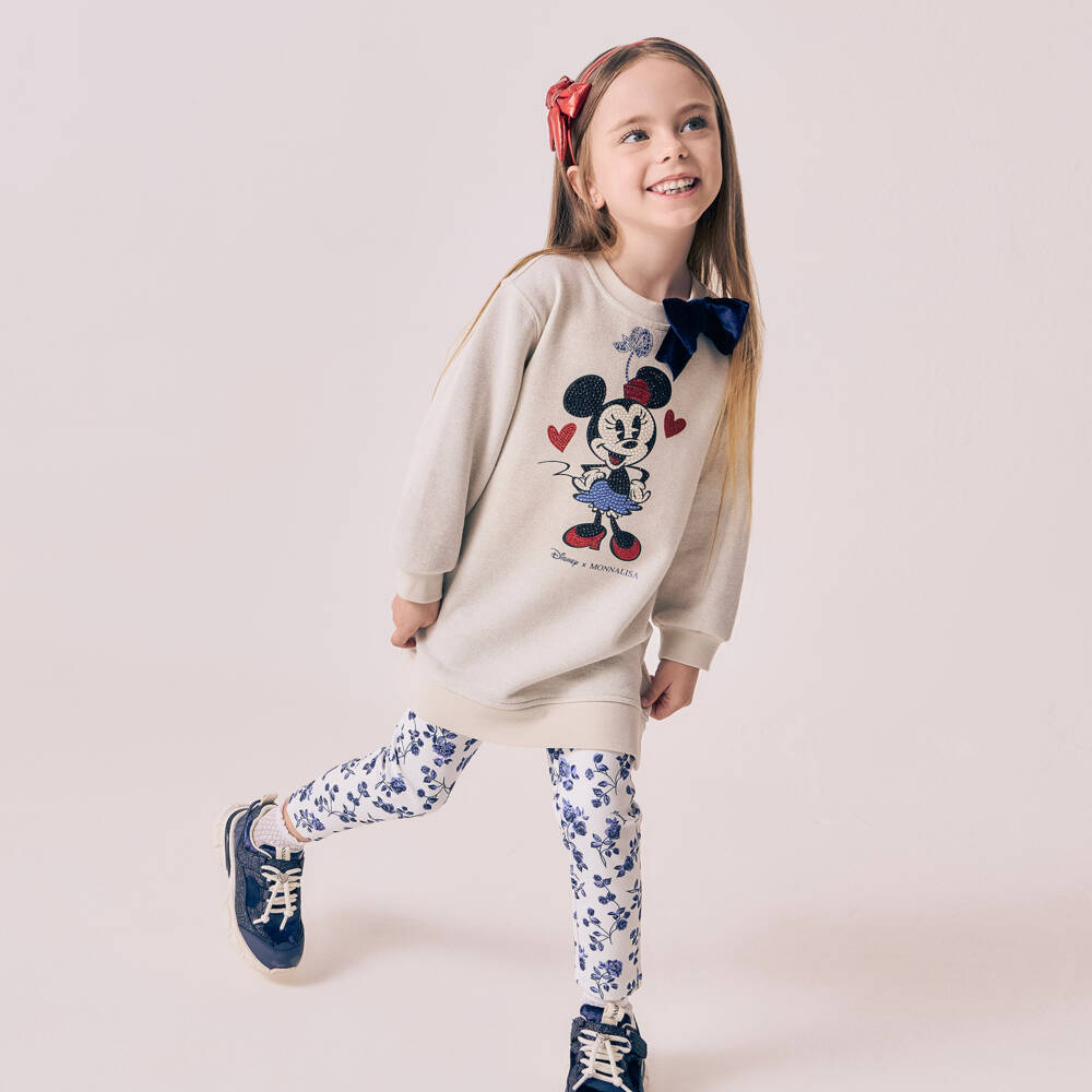 Monnalisa-Ivory Minnie Mouse Sweatshirt Dress | Childrensalon Outlet