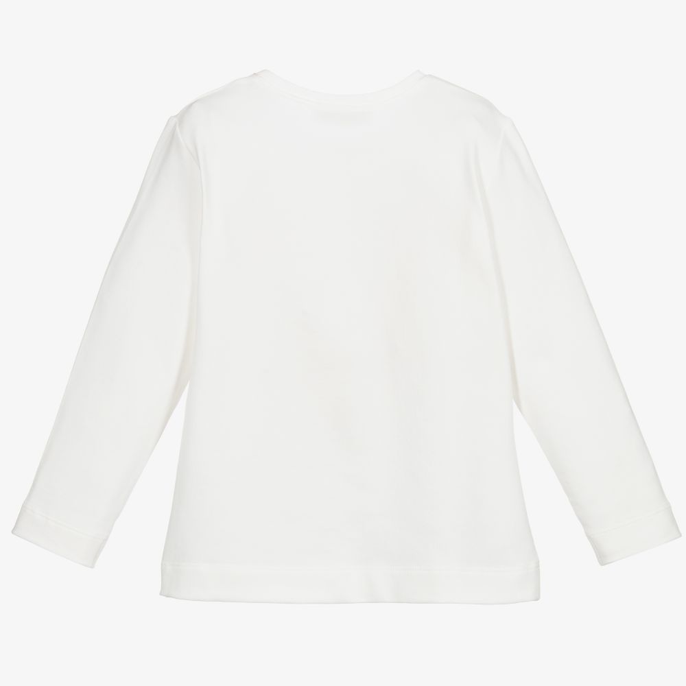 Monnalisa-توب قطن جيرسي لون عاجي للبنات | Childrensalon Outlet